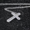 925 Sterling Silver Cross Pendant Necklace for Women Girls Shiny Sweet Chain Punk Party Fashion Pendant Fashion Jewelry Gifts