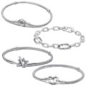 Classical 925 Sterling Silver Roses&Hearts&Stars&Locks Bracelet Fashionable DIY Basic Wristband