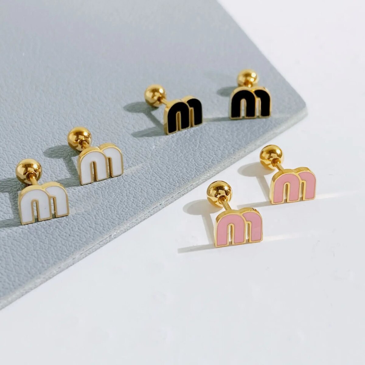 1pcs stainless steel letter M women's earrings fashion jewellery exquisite lovely small earrings spot can be wholesale - Image 4