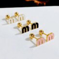 1pcs stainless steel letter M women's earrings fashion jewellery exquisite lovely small earrings spot can be wholesale