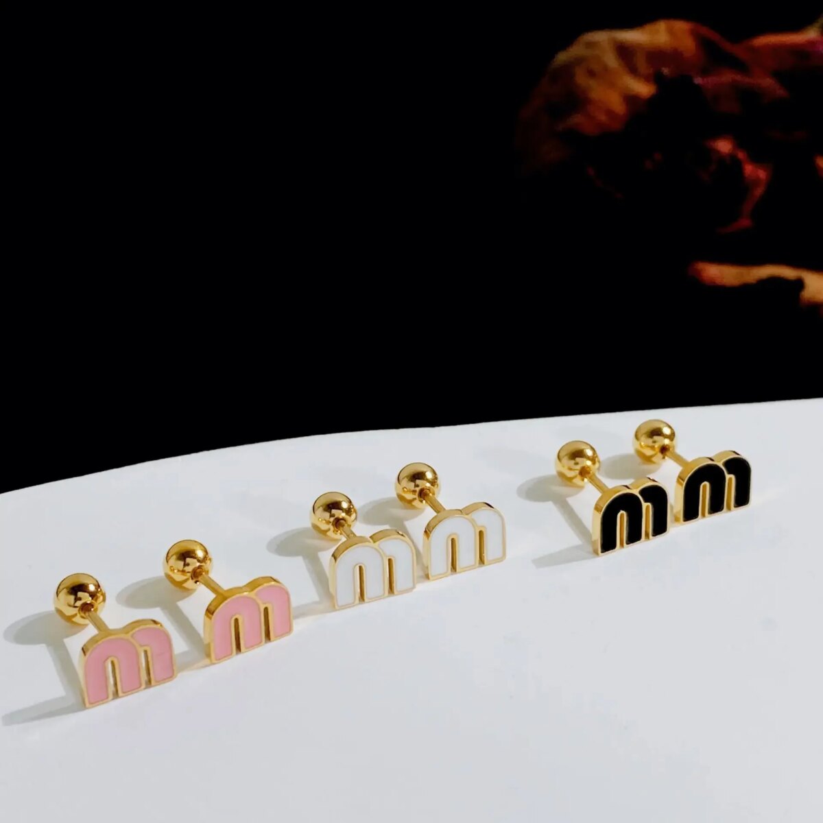 1pcs stainless steel letter M women's earrings fashion jewellery exquisite lovely small earrings spot can be wholesale - Image 3