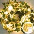 Artificial Ivy Vine with LED Light String Green Leaf Vine Flower Wreath Walls Hanging Fake Plant Wedding Party Garden Decors