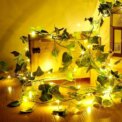 Artificial Ivy Vine with LED Light String Green Leaf Vine Flower Wreath Walls Hanging Fake Plant Wedding Party Garden Decors - Image 4