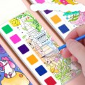 12pages Children's Watercolor Coloring Book,Drawing Toys For Thanksgiving, Easter, Christmas Gifts, With Built-in Watercolor Pen - Image 5