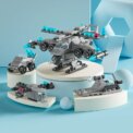 Mini size 6 In 1 Building Blocks DIY Police Car Fire Truck Castle Model Bricks Kids Educational Toys Gifts - Image 3