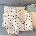 Spring and Autumn New Women's Pajamas Loungewear Set Girl Love Cardigan Pajamas Crinkled Fabric Loungewear Long Sleeve Set - Image 4