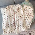 Spring and Autumn New Women's Pajamas Loungewear Set Girl Love Cardigan Pajamas Crinkled Fabric Loungewear Long Sleeve Set - Image 2