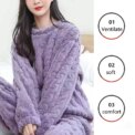 Thickened Warm Sleepwear for Winter Women Flannel Suit Student Pajamas Homewear Tops and Pants Striped Nightwear Loungewear - Image 4