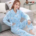 New Women's Autumn and Winter Warm Pyjamas Homewear Suit Coral Velvet Pajamas Girls Padded Thickened Sweet Flannel Homewear - Image 4