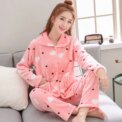 New Women's Autumn and Winter Warm Pyjamas Homewear Suit Coral Velvet Pajamas Girls Padded Thickened Sweet Flannel Homewear - Image 3