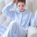 New Women's Autumn and Winter Warm Pyjamas Homewear Suit Coral Velvet Pajamas Girls Padded Thickened Sweet Flannel Homewear - Image 5