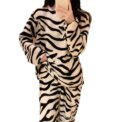 Zebra Striped Coral Velvet Pajamas Homewear Suit Women's Fall and Winter New Home Suit Padded and Thickened Warm Clothes - Image 5
