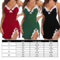 Sexy Sleepwear Women Lace Silk Satin V-Neck Nightgown Split Hem Soft Lingerie Night Dress Sleeveless Sleepwear Female Clothes - Image 6