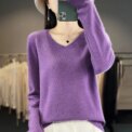 Women 100% Merino Wool Sweater V-Neck Basic Pullover Autumn Winter Cashmere Clothing Long Sleeve Soft Knitwear Tops Solid Color - Image 5