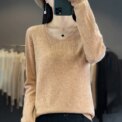 Women 100% Merino Wool Sweater V-Neck Basic Pullover Autumn Winter Cashmere Clothing Long Sleeve Soft Knitwear Tops Solid Color - Image 4