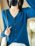 Early Autumn New Andy Cashmere Knit Cardigan V-Neck Solid Color Fashion High-Grade Comfortable Loose Casual Knitwear -GH021 - Image 3