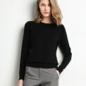 Women Slim O-Neck Solid Pullover Cashmere Wool Blending Sweater Autumn And Winter Long-Sleeved Knit Bottoming Shirt Large Size - Image 3