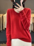 Fashion100% Merino Wool Sweater Cashmere  Pullover Women Knitwear V-Neck Long Sleeve  Autumn Winter Fashion Basic Clothing  Tops - Image 5