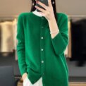 Women 100% Merino Wool Sweater Autumn Winter O-Neck First Line Seamless Cardigan Long Sleeve Clothing Cashmere Knitwear Tops - Image 5