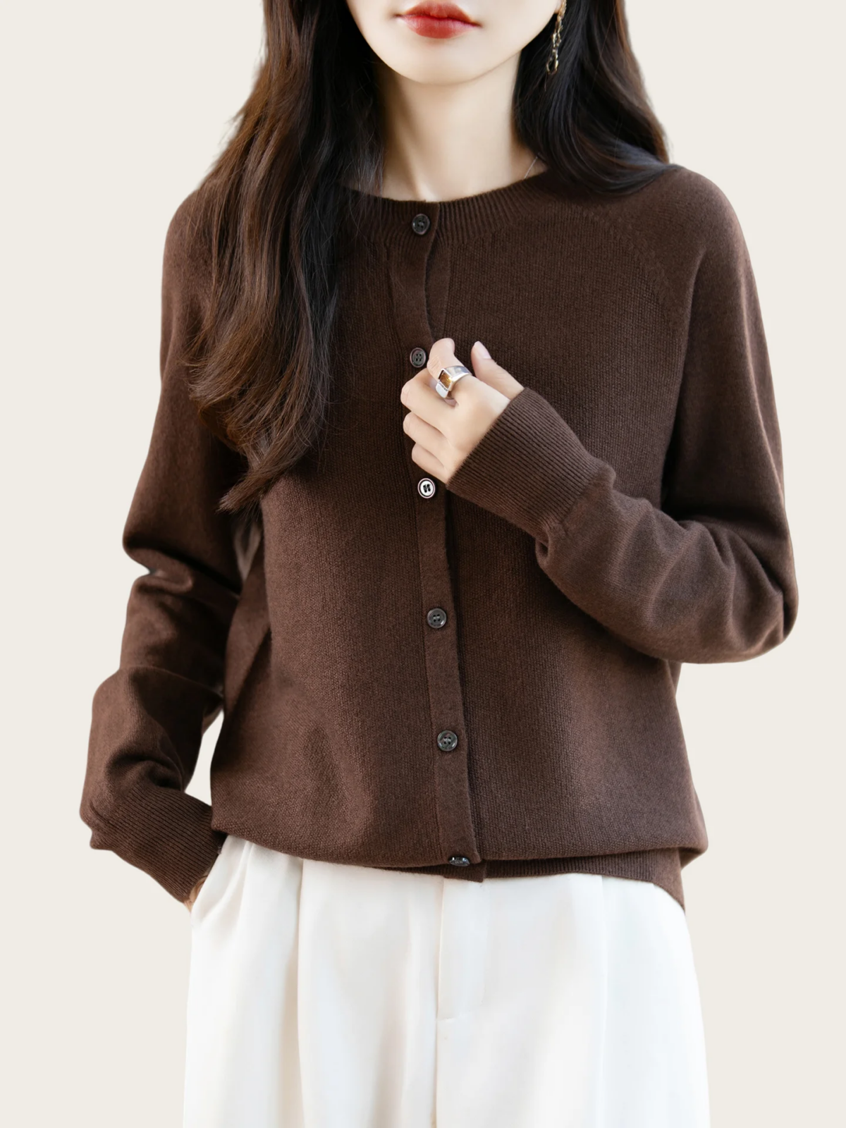 Classic Merino Wool Woman Sweater Basic Female Autumn Winter Knitted Cardigan Elegant Ladies Cashmere Long Sleeve Clothing Tops - Image 1