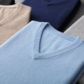 Cashmere Cotton Blend Classic V-neck Knitted Sweater Men Pullover 2024 Autumn Winter Soft Warm Business Casual Jumper pull homme - Image 3