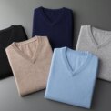Cashmere Cotton Blend Classic V-neck Knitted Sweater Men Pullover 2024 Autumn Winter Soft Warm Business Casual Jumper pull homme - Image 2