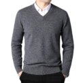Cashmere Cotton Blend Classic V-Neck Pullover Men Sweater 2025 Autumn Winter Work Casual All-match Jumper Male Knitted Sweaters