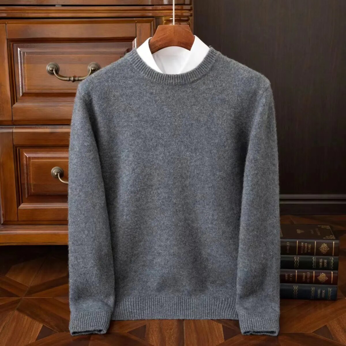 Cashmere Sweater O-neck Pullovers Men's Loose Oversized M-3XL Knitted Bottom Shirt Autumn Winter New Korean Casual Men Top - Image 1