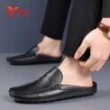 YRZL Loafers Summer Slip on Half Shoes for Men Leather Slippers Casual Breathable Comfy Loafers Moccasins Brown Black Beige - Image 5