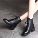 Luxury Chelsea Boots Women Leather Ladies Boots Chunky Winter Shoes Platform Ankle Boots Slip On Thick Heel - Image 3