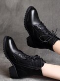 Luxury Chelsea Boots Women Leather Ladies Boots Chunky Winter Shoes Platform Ankle Boots Slip On Thick Heel - Image 5