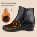 Fashion Winter Women Ankle Boots PU Leather Female Thick Plush Warm Snow Boots Mother Waterproof Non-slip Booties Luxury - Image 2