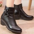 Fashion Winter Women Ankle Boots PU Leather Female Thick Plush Warm Snow Boots Mother Waterproof Non-slip Booties Luxury