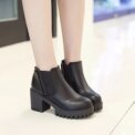 New Autumn and Winter Fashionable and Comfortable Round Toe High Heels Casual Thick Heel Solid Color Sleeve Fashion Boots - Image 5