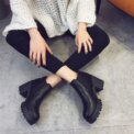 New Autumn and Winter Fashionable and Comfortable Round Toe High Heels Casual Thick Heel Solid Color Sleeve Fashion Boots - Image 4