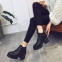 New Autumn and Winter Fashionable and Comfortable Round Toe High Heels Casual Thick Heel Solid Color Sleeve Fashion Boots - Image 3