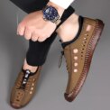 Men's Soft Leather Summer Men Leather Sandals Breathable Non-slip Cow Tendon Sole Casual Leather Shoes Outdoor Beach Shoes - Image 5