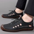 Men's Soft Leather Summer Men Leather Sandals Breathable Non-slip Cow Tendon Sole Casual Leather Shoes Outdoor Beach Shoes - Image 2