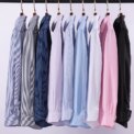Men Formal Shirt Long Sleeve Office Solid Color Striped Anti-Wrinkle Non-ironing Fashion Business Pocket White Social Shirt 4XL - Image 2