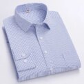 Men Formal Shirt Long Sleeve Office Solid Color Striped Anti-Wrinkle Non-ironing Fashion Business Pocket White Social Shirt 4XL - Image 3