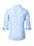 Comfortable Striped Shirt For Men Textured Soft Fabric Long Sleeve Casual Home Wear Elegant Style - Image 2