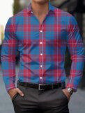 Men's Casual  Plaid Long Sleeve Shirt Stripe tops Breathable Button-Up lapel collar Business shirt Men's Clothing For Fall - Image 2