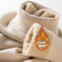 Men‘s Thermal Fleece High-neck Sweater Winter Turn-down Collar Fleece-lined Knitted Pullover Casual Keep Warm Thick Bottom Tops