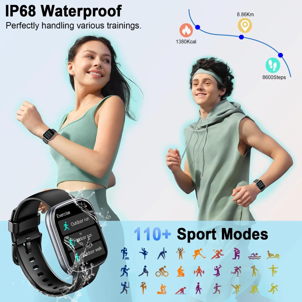 Jugeman 1.91" Smartwatch (Answer/Make Call), IP68 Waterproof Fitness Tracker, 110+ Sport Modes, Heart Rate and Sleep Monit. :3 – 5 Days Free Delivery Only UK - Image 6