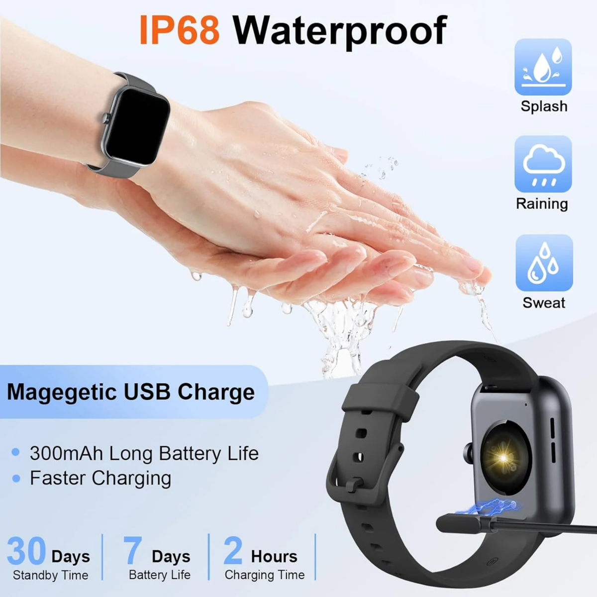 Y66 Smartwatch 2025 mit Bluetooth 5.3 Anrufbeantwortung – 1,96" HD Touch, 110+ Sportmodi, IP68 :3 – 5 Days Free Delivery Only UK - Image 4