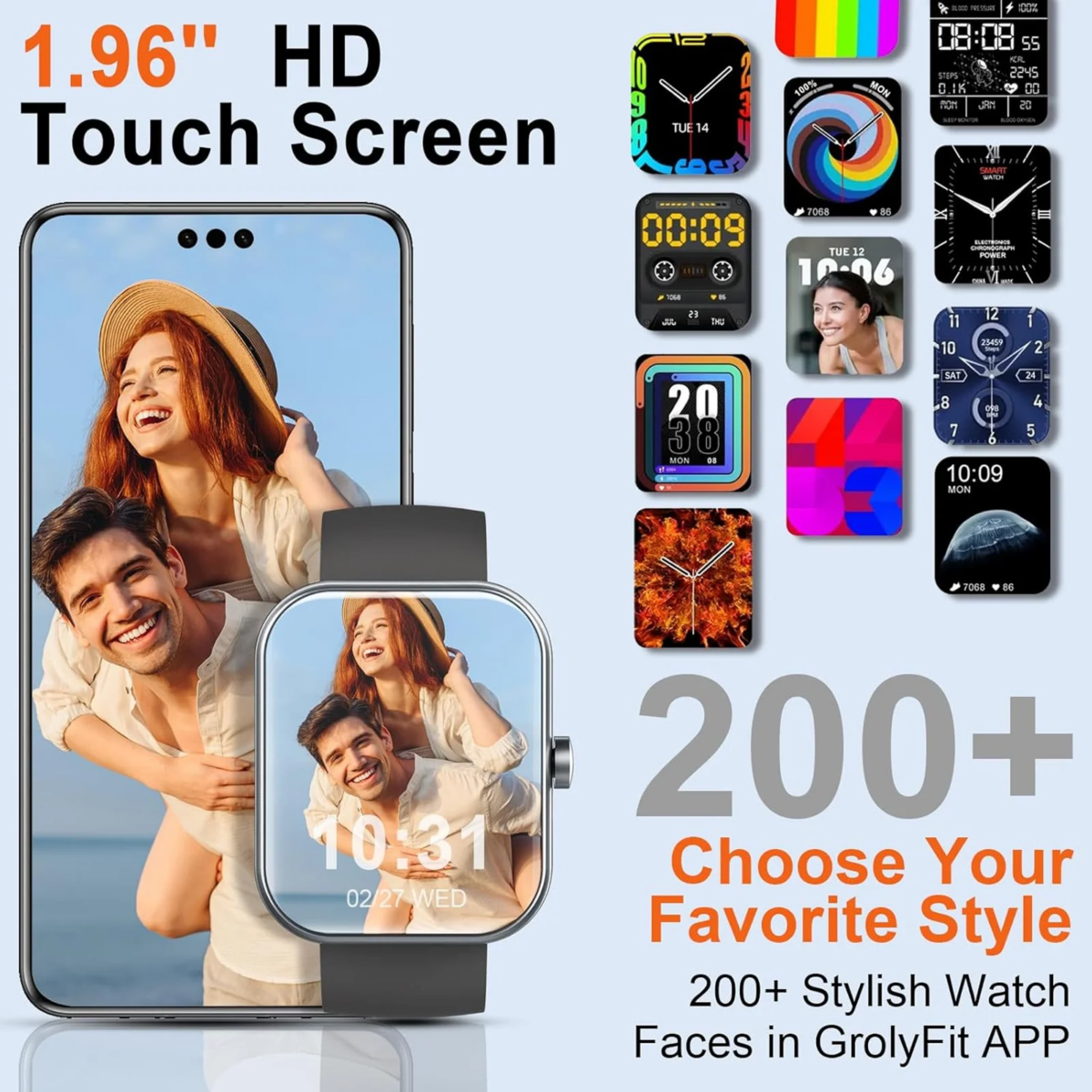 Y66 Smartwatch 2025 mit Bluetooth 5.3 Anrufbeantwortung – 1,96" HD Touch, 110+ Sportmodi, IP68 :3 – 5 Days Free Delivery Only UK - Image 1