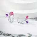 925 Sterling Silver Sparkling Tulip Earrings Women Elegant Purple Flower Zircon Hoop Earrings Party Wedding Gardening Exquisite - Image 2