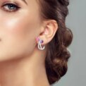 925 Sterling Silver Sparkling Tulip Earrings Women Elegant Purple Flower Zircon Hoop Earrings Party Wedding Gardening Exquisite - Image 3