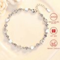 A 925 sterling silver heart-shaped thin chain bracelet with sparkling Mossonite gemstones, comes with an elegant bracelet box, : 3 – 5 Days Free Delivery Only UK