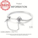 1 piece genuine S925 sterling silver elegant fashion style heart-shaped key connected lock bottom zircon bracelet pendant women' - Image 5